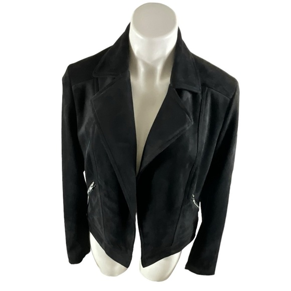 Philosophy Women Drape Front Moto Vegan Suede Jacket - Picture 13 of 13